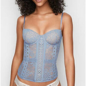New Victoria's Secret Light Blue Lace Corset 32C Defects